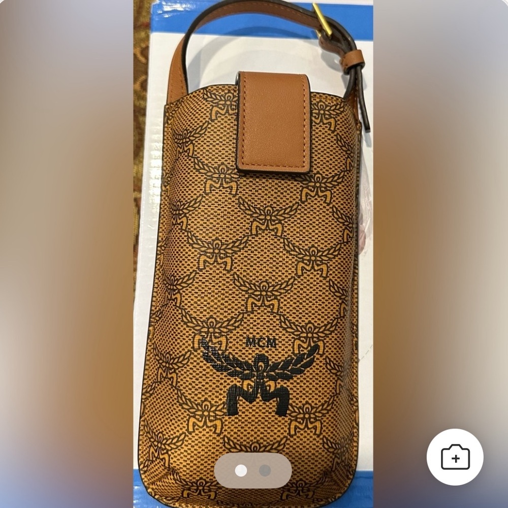 MCM Tan and Black Monogram Bag